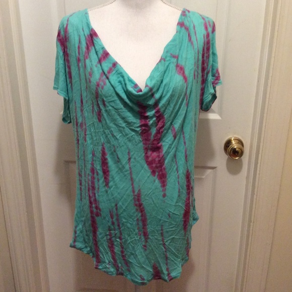 Splendid Tops - Splendid Top 1X Blue Purple Tie-Dye Style Drape